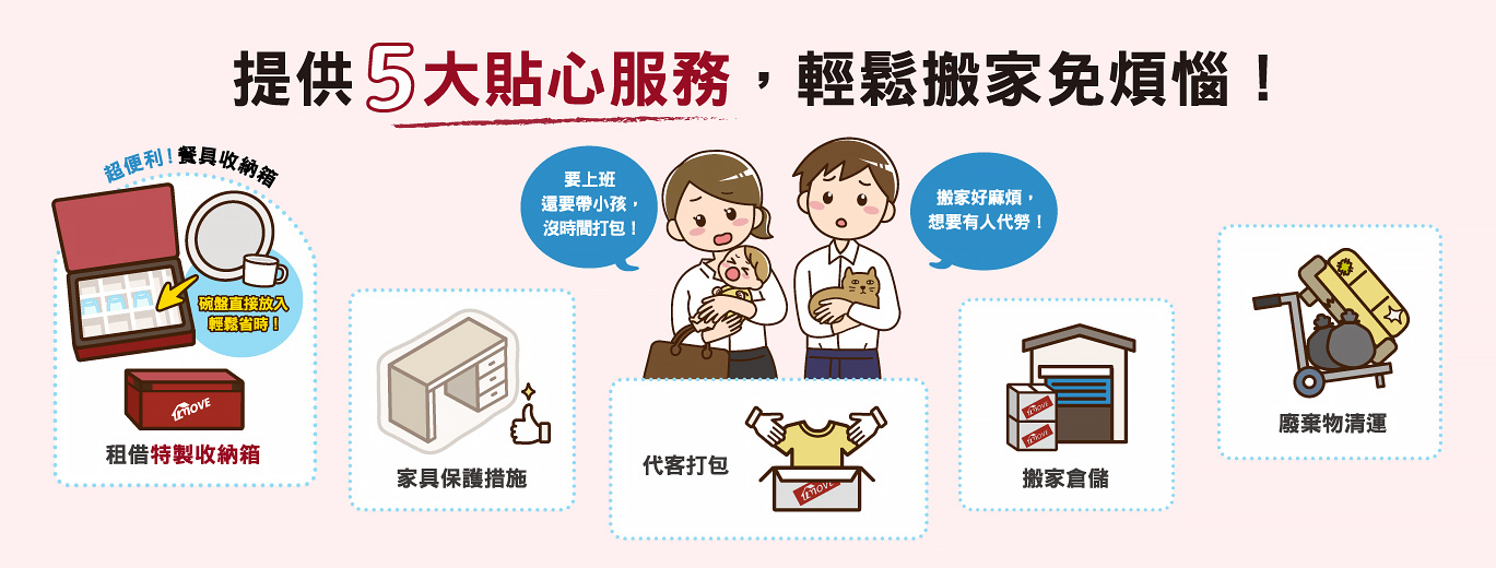 新北市台北市搬家公司推薦，貼心五大服務，省錢好幫手，CP值最高的搬家服務。